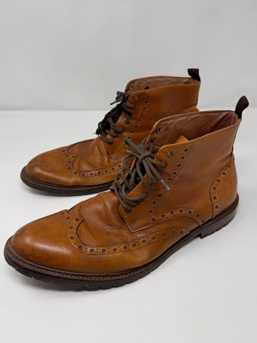 Gordon Rush Wingtip Size 14 Laceup Boots, leather, stafford, preppy, boho, work